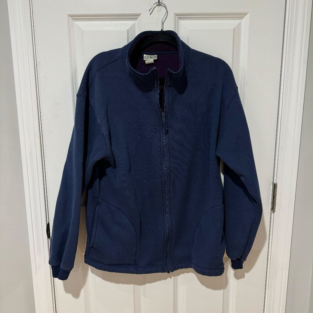 Vintage L.L.Bean Blue Zip Up Sweatshirt - Size Medium‎ Tall